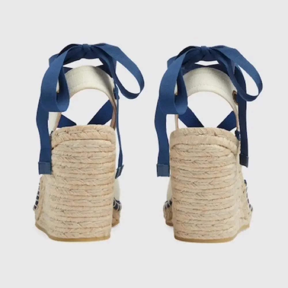 BNWT Gucci Women's Espadrille With Ribbon Tie Size 39.5 US 9.5 $895 - Picture 4 of 6